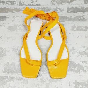 New WHO WHAT WEAR Brooke Radiant Yellow Ankle Tie Sandal  A800